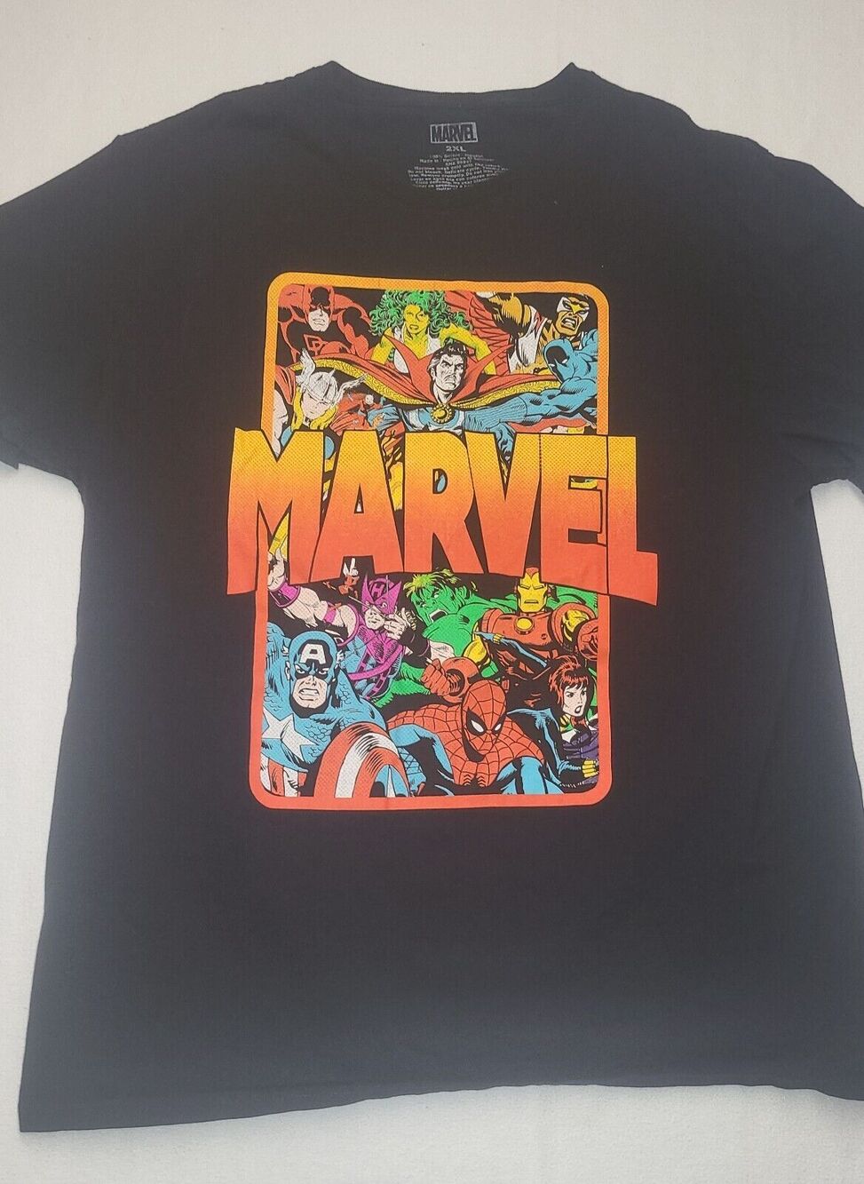 Marvel Several Characters Black T-Shirt Mens 2XL